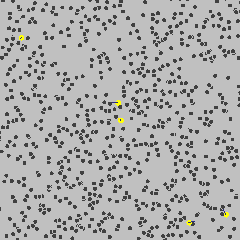 Simulation de particules en mouvement brownien