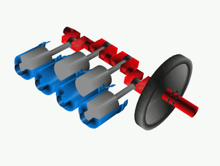 Pistons et vilebrequin d’un moteur en mouvement